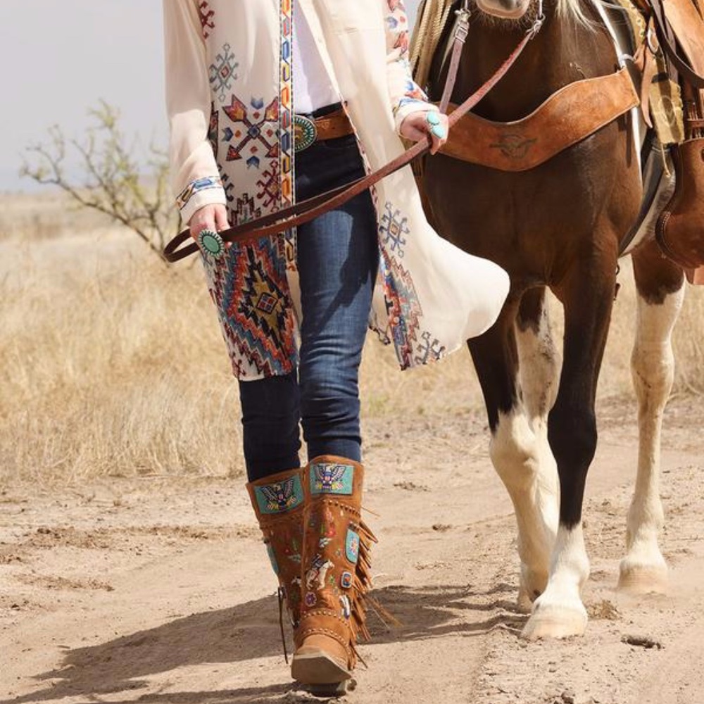 NEW! Double D Ranch AMERICAN ASSEMBLAGE BEADED BOOTS Size 7 1/2